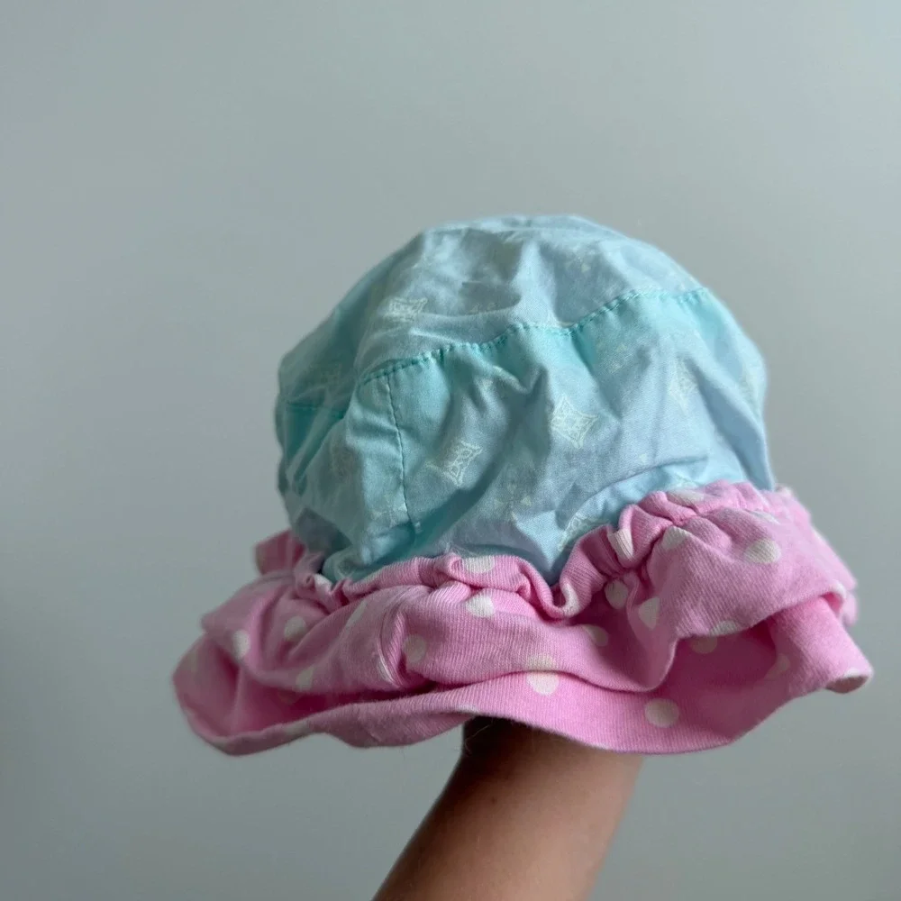 Matilda Jane Reversible Pink and Blue Print Ruffled Hat